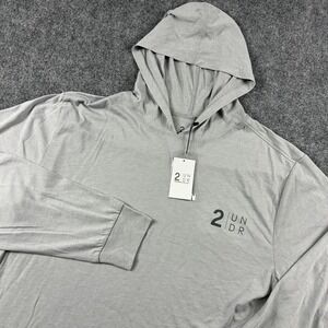 2UNDR All Day Hooded Tee Mens XL Heathered Grey LS Performance Shirt New